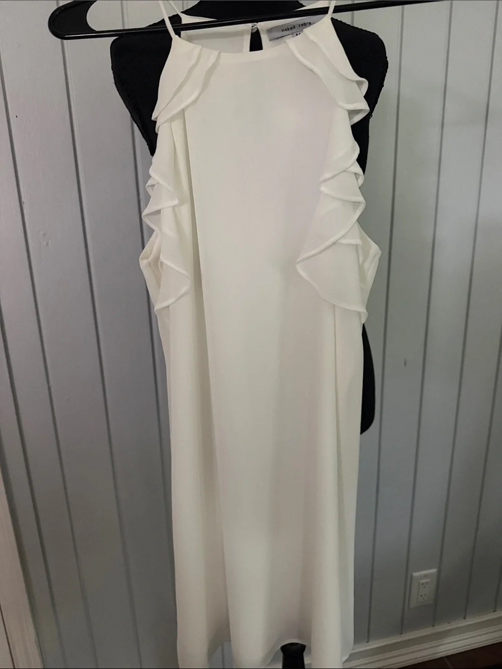 White  Ruffle-Trim Mini Dress - Picture 2 of 4